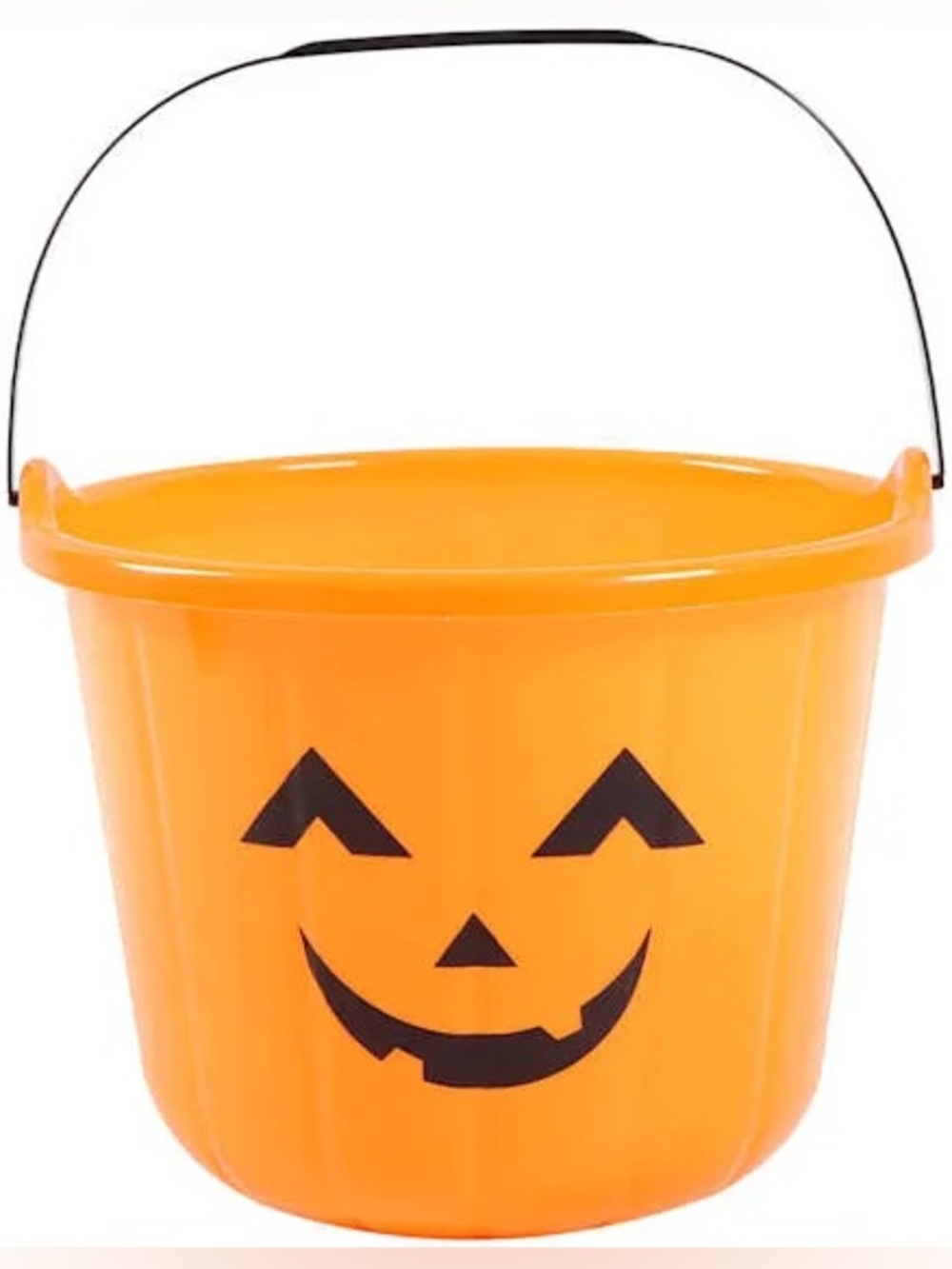 7 Inch Plastic Jack-O-Lantern Pumpkin Bucket With Handle, Lightweight Reusable